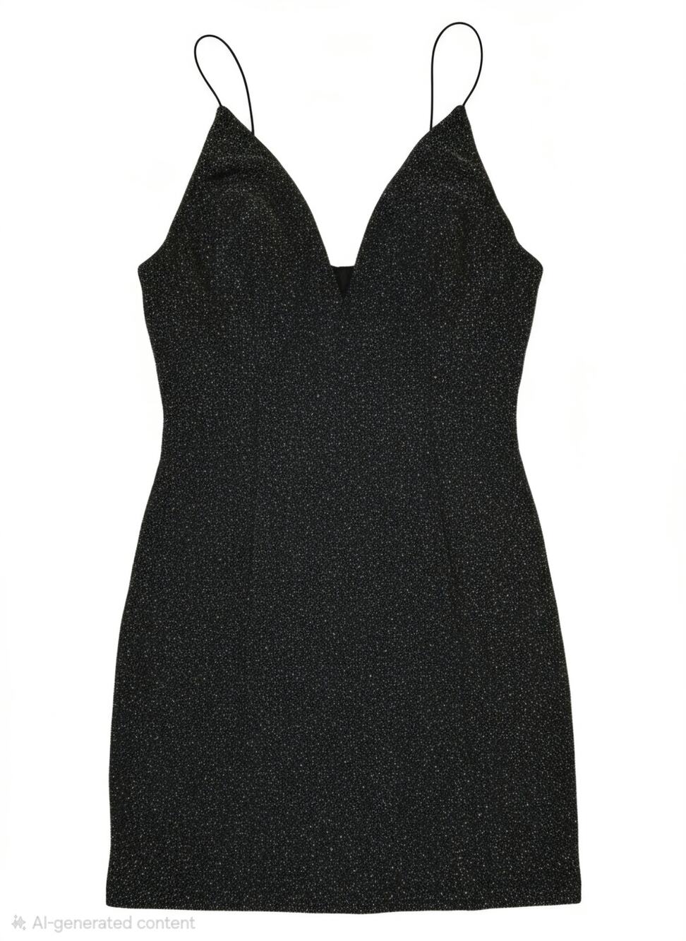 Forever 21 Black Glitter Bodycon Mini Dress M Night Luxe Party V-Neck Sparkle